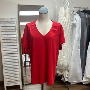 Fila Red V-Neck Short Sleeve Tee